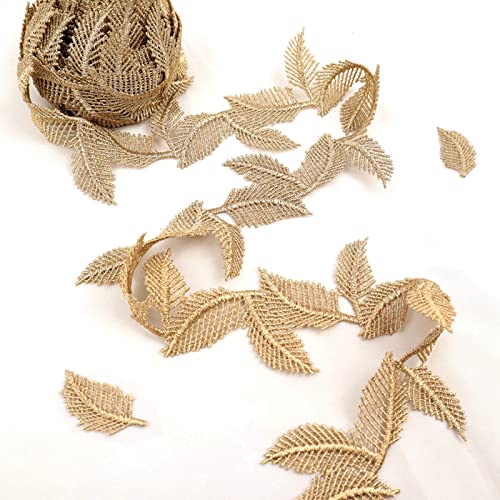 Gold Lace Trim Venice Gold Lace Ribbon Metaillic Embroidery Lace Leaf Craft Lace For Sewing, Cake Fringe, Wedding Bridal Dress #TOP13