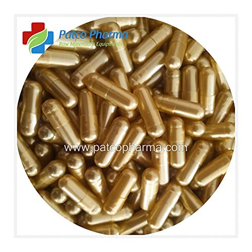 Image of Patco Pharma Size 0 Golden Empty Gelatin Pill Capsule, Pack of 2000 | Gluten Free, Halal Certified, DIY Powder Filling