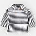 Toddler Baby Girls Boys Striped Long Sleeve Mock Turtleneck Cotton T-Shirt Fall Winter Thermal (Grey, 18-24 Months)