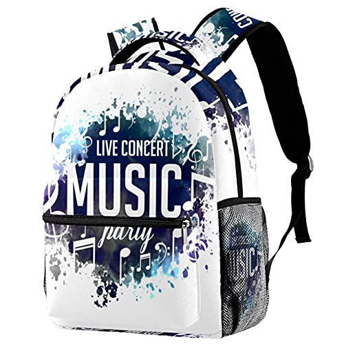 Mochila para portátil juvenil casual para universidad con póster jazz