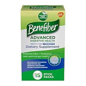 Benefiber Advanced Digestive Health Prebiotic Fiber Supplement Powder with Probiotics for Occasional Constipation and…