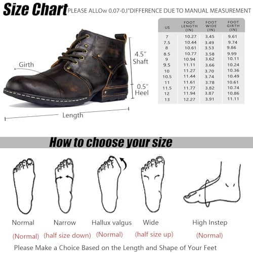 Motorcycle Boots Men Fashion Leather Ankle Chukka Boots Casual Riding Lace up Shoes AF001-32
