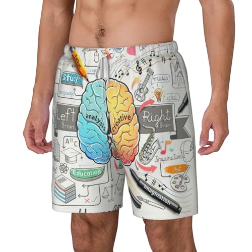 Short de bain pour le surf et la plage, style imprimé cerveau homme - 2