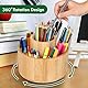 Cinnani Schreibtisch Organizer aus Bambus, 360° Drehbar Stiftehalter Holz, Große Kapazität Stifthalter Kinder, Stifte Organizer mit 9 Große Fächer, für Büro, Schule, Kunstatelie, Zuhause (Holz Farbe)
