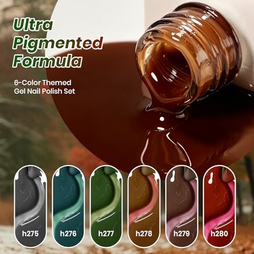 Image of Beetles Jelly Gel Nail Polish Set - Natural Coda 6 Colors Dark Gel Nail Polish Kit Brown Green Black Teal Burgundy Red Sheer Translucent Effect Soak off UV Blooming Nail Art DIY at Home Gift