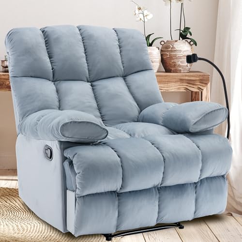 Image of GNMLP2020 Oversized Recliner Chair, Big Mans Recliner Chairs for Adults 400LBS, Wide Recliners for Tall Man, Large Recliner Chair for Living Room(Haze Blue)