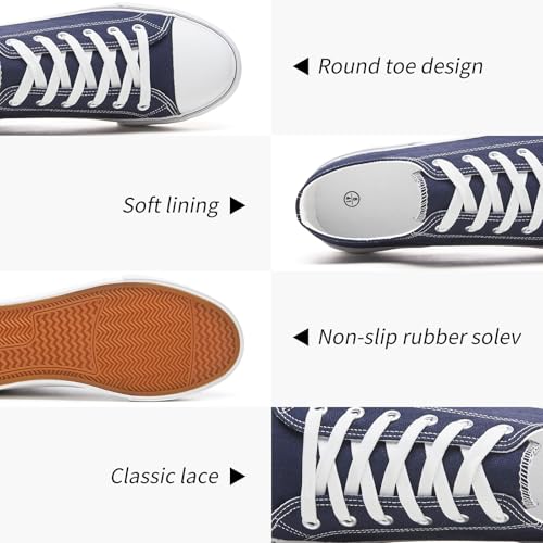Image of yageyan Men Canvas Low top Shoes Classic Casual Sneakers Black and White Fashion Shoes