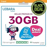 LEBARA Prepaid SIM-Karte mit Hello! 30 Prepaid Tarif ohne Vertrag | Allnet Flat Telefonie & SMS, 30 GB Datenvolumen inkl. 5G und 100 Frei-Min. ins Ausland