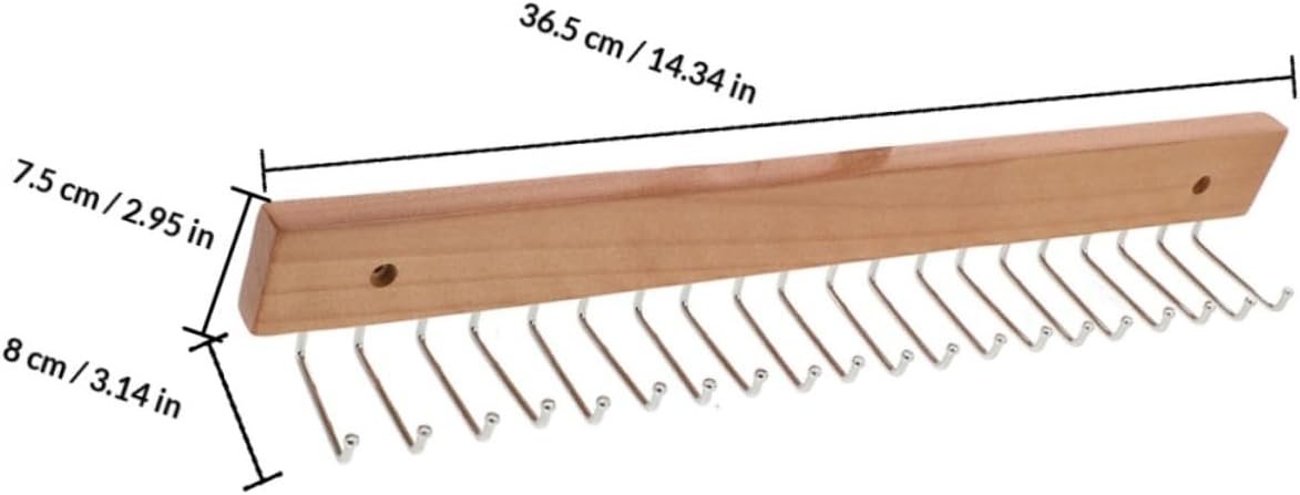 FOMIYES Wooden Belt Organizer and Wall-Mounted Tie Holder with 20 Hooks, Space-Saving Rotating Rack for Closet, Bedroom, and Entryway Tie and Belt Storage – 2pcs Set