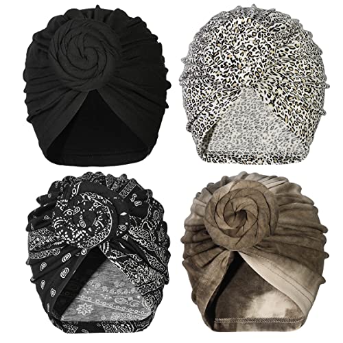 Image of KYNARI Turban Head Wraps for Women, Pretied Stretch Bonnet Hair Wrap | African Knot Turban Hats Pre Twist Headwear Soft Head Scarf Elastic and Breathable Head Covering Cancer Caps for Black Women
