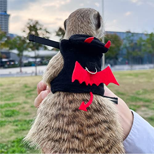 Image of Ferret Harness and Leash, Adjustable Ferret Walking Vest for Squirrel and Small Animal, Soft and Breathable Ferret Lead Leash with Evil Wings and Safe Bell (Evil)
