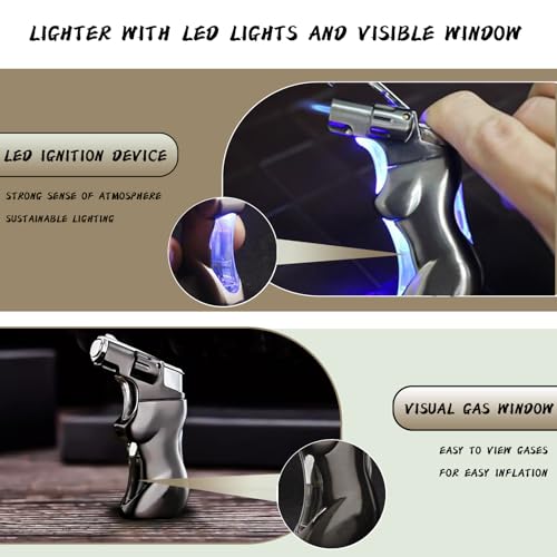 Encendedor soplete de butano diseño metálico negro miniatura 3