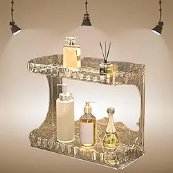 Organizador Multiuso Prateleira 2 Andares Maquiagem Cosméticos Makes Banheiro Cozinha Acrílico Case Quarto Closet Penteadeira Premium Cobre