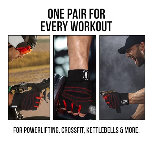 Image of PulseITGripGloves Weightlifting Gloves for Men & Women | 12-Inch Wrist Wrap Support & Anti-Slip Padded Palm | Gym Gloves for Workout, Powerlifting, Strength Training & Heavy Lifting | Black, M