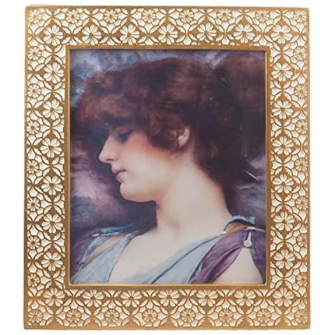 Hymmah Gold Picture Frame Ornate Photo Frame Ornate Textured Hand-Crafted Resin Picture Frame with Easel & Hook for Tabletop & Wall Display, Decorative Floral Design Home Decor, Art, More Cover