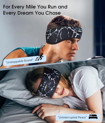 Image of MUSICOZY Sleep Headphones Bluetooth 5.4 Headband, Wireless Earphones Music Sleep Earbuds Sleeping Eye Mask with HD Stereo Speakers for Workout Running Travel Yoga, Ideal Gifts (Marbling Black)