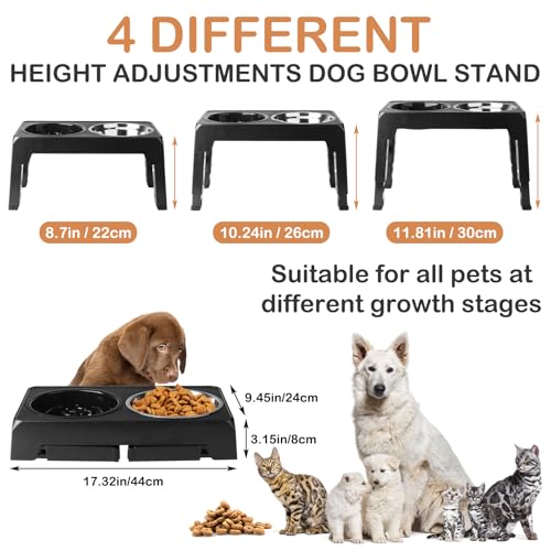 Raised Dog Bowls, Elevated Dog Bowl with 4 Heights Adjustable Stand, Pet Feeding Station - Image 3