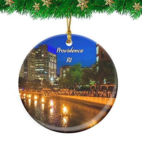 Providence WaterFire Rhode Island USA Christmas Ornament Travel Souvenir Personalized Christmas Tree Pendant Hanging Decoration