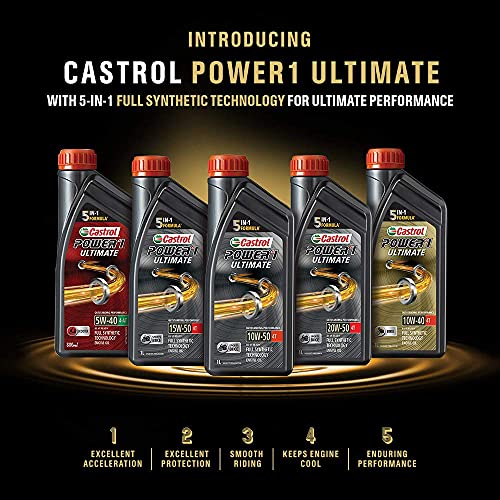 Image of Castrol POWER1 ULTIMATE 15W-50 4T Full Synthetic Engine Oil for Bikes 1L (Pack of 2)