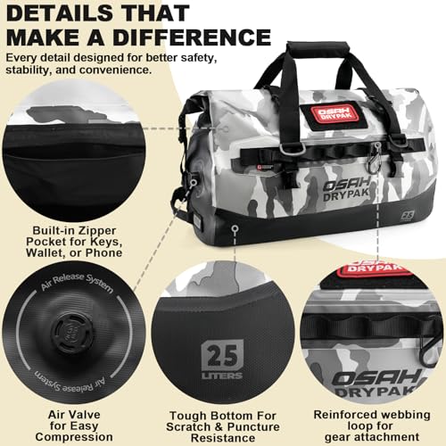Image of Waterproof Duffel Bag 25L /40L /60L - Heavy-Duty Motorcycle Tail Bag, Roll-Top Dry Bag for Travel, Camping, Boating, Kayaking, Outdoor Adventure