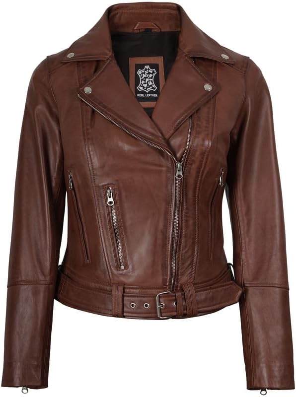 Blingsoul Leather Jacket Women - Real Lambskin Leather Asymmetrical Style Leather Jackets For Womens - Image 2