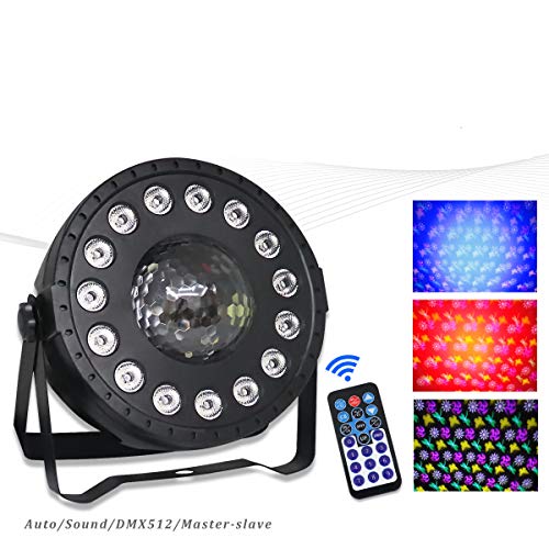 LED Par Licht 30W Bühnen Strahler, 15Led Par Licht,12CH DMX-Kanal, 4 Muster Par licht,Fernbedienung/DMX Steuerung Discolicht für Club Party Karneval KTV Disco Ballsaal (Gypsophila)