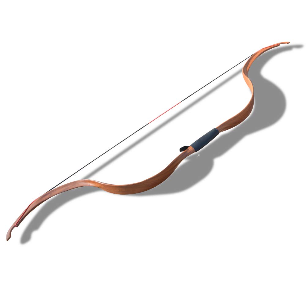 SHARROW Tiro con L'Arco Tradizionale Arco Ricurvo 20lbs Arco in Legno Longbow Fatto a Mano con 3 Frecce per Il Gioco di Pratica di Caccia per Principianti per Adulti