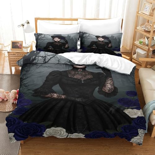 Housse de couette gothique 140x200cm linge de lit microfibre dark fantasy - 3