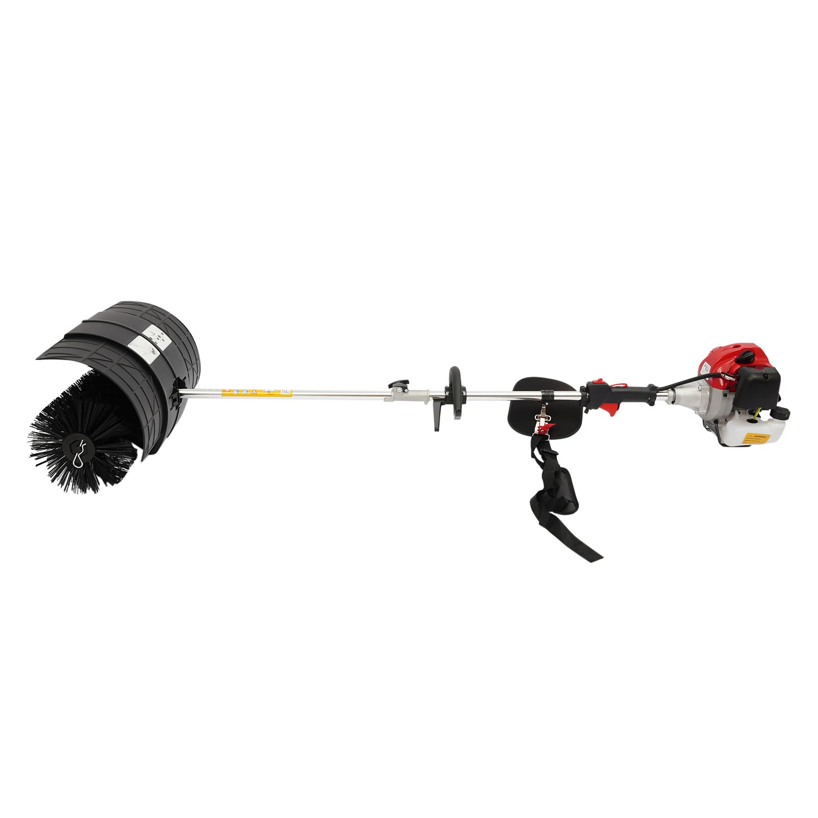 Barredora de gasolina de 52 cc, color negro y rojo, con cepillo de barrido de 20 pulgadas para patio, entrada y pasarela