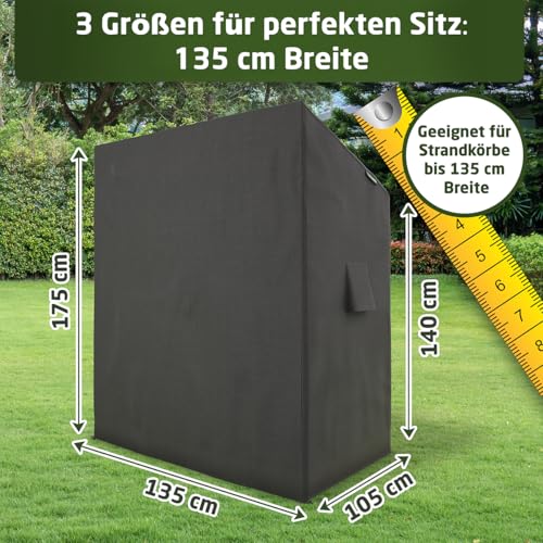 WALDNER Strandkorb Schutzhülle | Oxford 600D | Abdeckung Strandkorbhülle Abdeckhaube Abdeckplane | wasserdicht winterfest wetterfest UV-beständig atmungsaktiv | 135 x 105 x 175 B/T/H | grau anthrazit