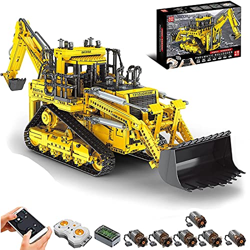 Mocdiy Technik Bagger und Bulldozer 2 in 1 Modell Bausatz,2.4Ghz/APP RC Pneumatisch Ingenieurfahrzeug Fernbedienung mit…