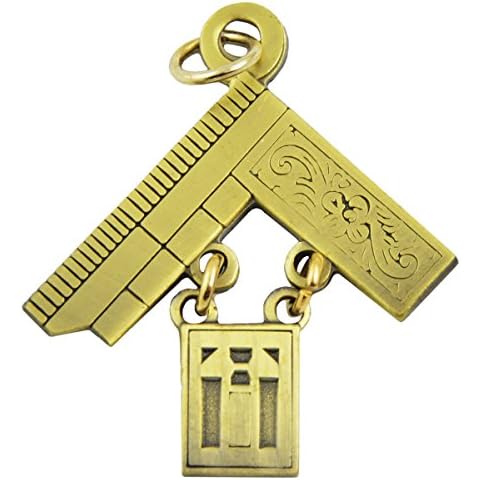 Past Master Masonic Pendant with Antique Gold Finish Cover