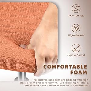 LEMBERI Fabric Padded Desk Chair No Wheels, Armless Wide Swivel Home Office Desk Chair,120° Rocking Mid Back Ergonomic Computer Task Vanity Chair for Office, Home, Make Up,Small Space (Brown) LEMBERI Fabric Padded Desk Chair No Wheels Armless Wide Swivel Home Office Desk Chair120 Rocking Mid Back Ergonomic Computer Task Vanity Chair for Office Home Make UpSmall Space Brown