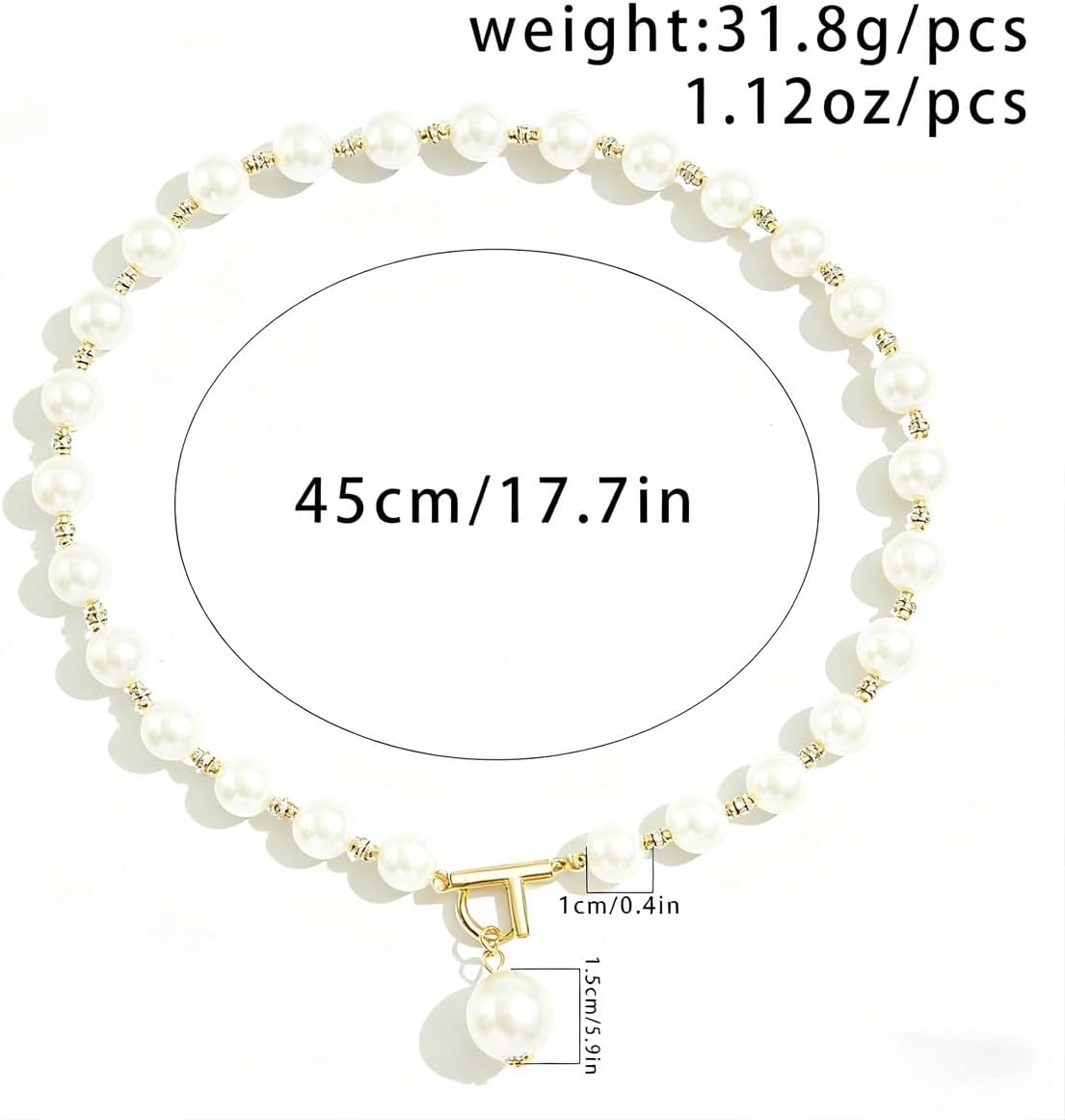 Chunky Fake Pearls Necklaces for Women Gold Plated Toggle Necklace Big Imitation Pearl Choker Necklaces for Women Large Baroque Imitation Pearl Necklace White Black Beaded Necklace Prom Bridal Wedding Fake Pearl Jewelry - Image 7