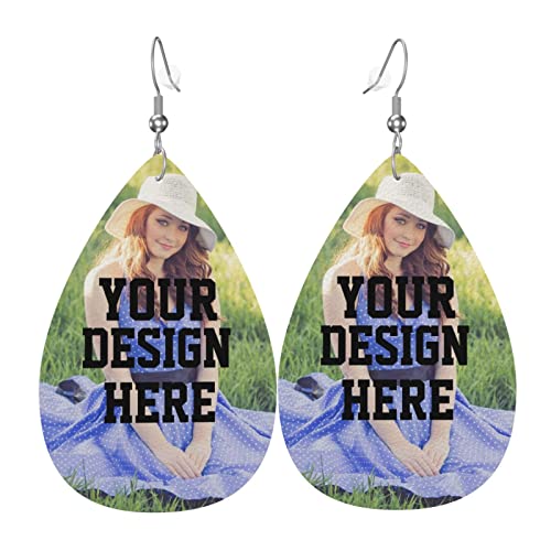 Custom Leather Earrings Personalized Fashionable Earrings with Your Text/Photo/Picture for Women as Anniversary Wedding Christmas Birthday Gift
