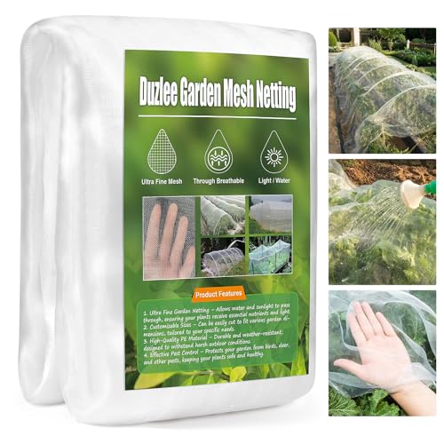 Ultra-Fine Mesh Garden Netting Plant Netting Covers Thickened Insect Bird Butterfly Protection Net Durable Cover for Vegetables Fruits Flowers Crops Greenhouse Raised Beds (10x16.5ft/3x5m)