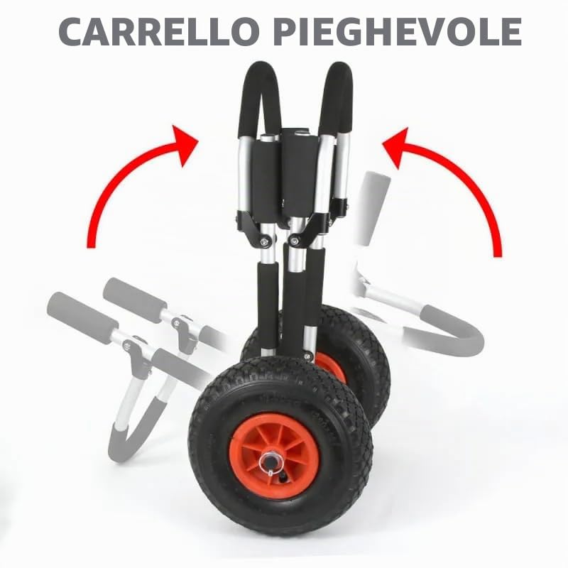 Ryde Carrello universale di Sup Carrello di Sup Pieghevole e Robusto per Stand Up Paddle Gonfiabile Trasporto Facile e Robusto fino a 25kg Telaio antiruggine Alluminio con Cinghia di Tenuta