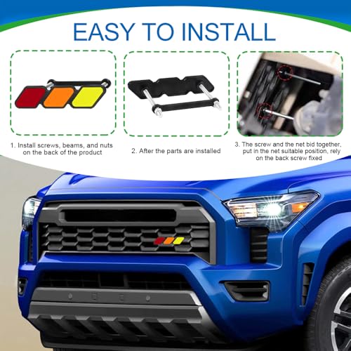 Image of Tri-Color Grille Decor Badge, Front Grill Emblem, Tri-Color Grille Badge Emblem Decoration Accessories, Grille Insert Trims Car Decor Fit for Tacoma 4Runner Tundra (Red Gradient)