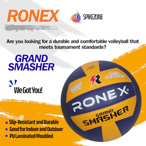 Image of Ronex Volleyball Grand Smasher Volley Ball Polyurethane (PU) Size 4