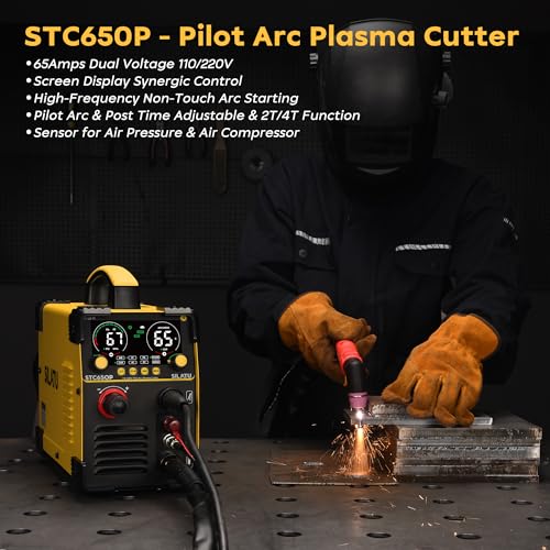 SILATU 65Amps Dual Voltage Plasma Cutter with LED Display and Air Sensor Technology, 14mm Cutting Thickness