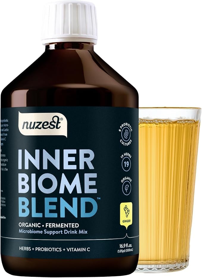 Inner Biome Blend – Liquid Probiotic – Digestive Health & Microbiome Support – 8 Microbiotic Cultures, 19 Fermented Herbs - Vegan Microbiotics for Gut Health – Organic - Ginger - 500ml