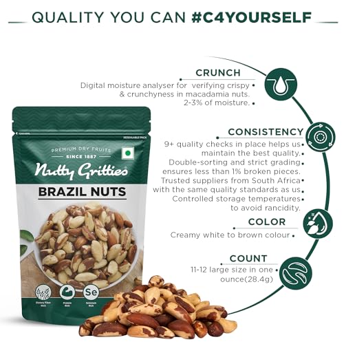 Image of Nutty Gritties Premium Brazil Nuts450g - (Pack of 3, Each Pouch 150g)