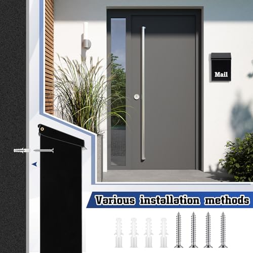 Image of MorningRo 10 x 7 x 3 Inch Small Black Wall Mount Mailbox with Lock Key for Outside Apartment Porch Rust Proof Security Key Drop Box for Letters Newspapers Cards