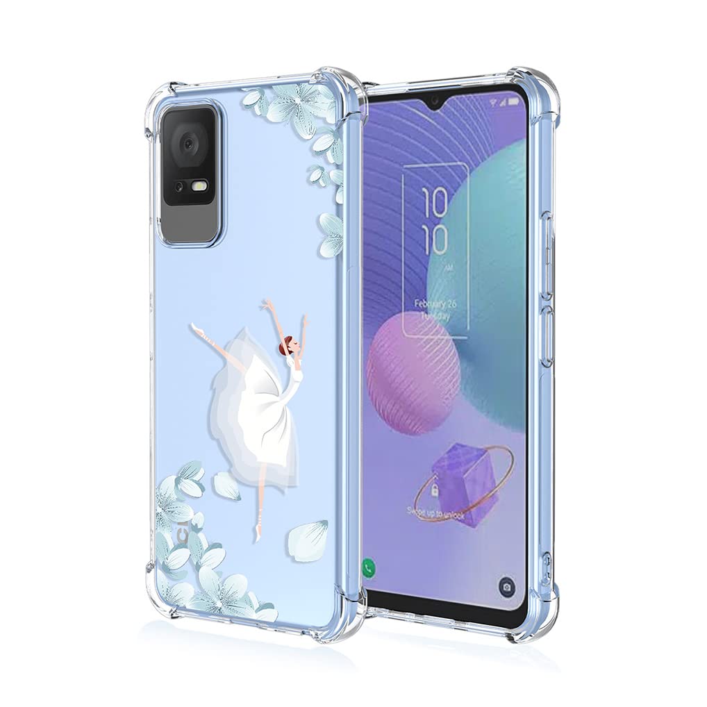 Tsinwe Cover + 2 Pezzi Vetro Temperato per TCL 40 SE, Trasparente Silicone Custodia Protettivo Crystal Clear Sottile Morbido TPU Case e HD Pellicola per TCL 40 SE