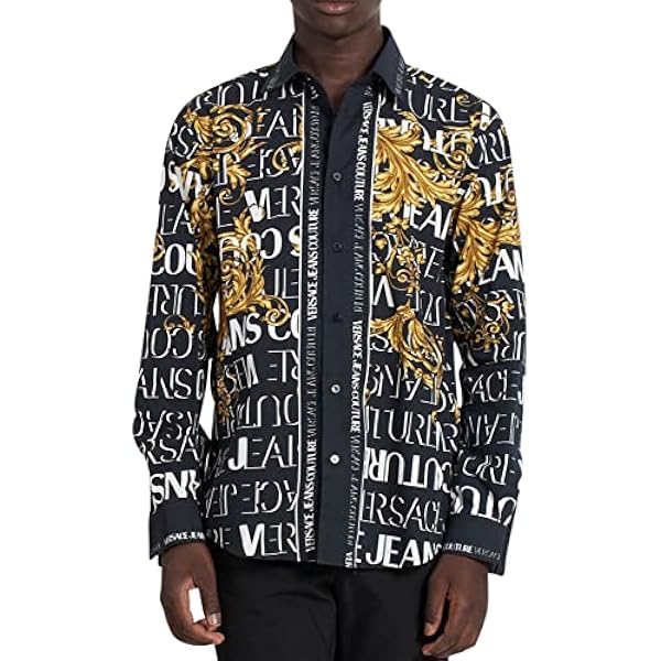 Versace Camicia Uomo Jeans Couture Panel Logo Baroque 73gal2rb.ns179.g89