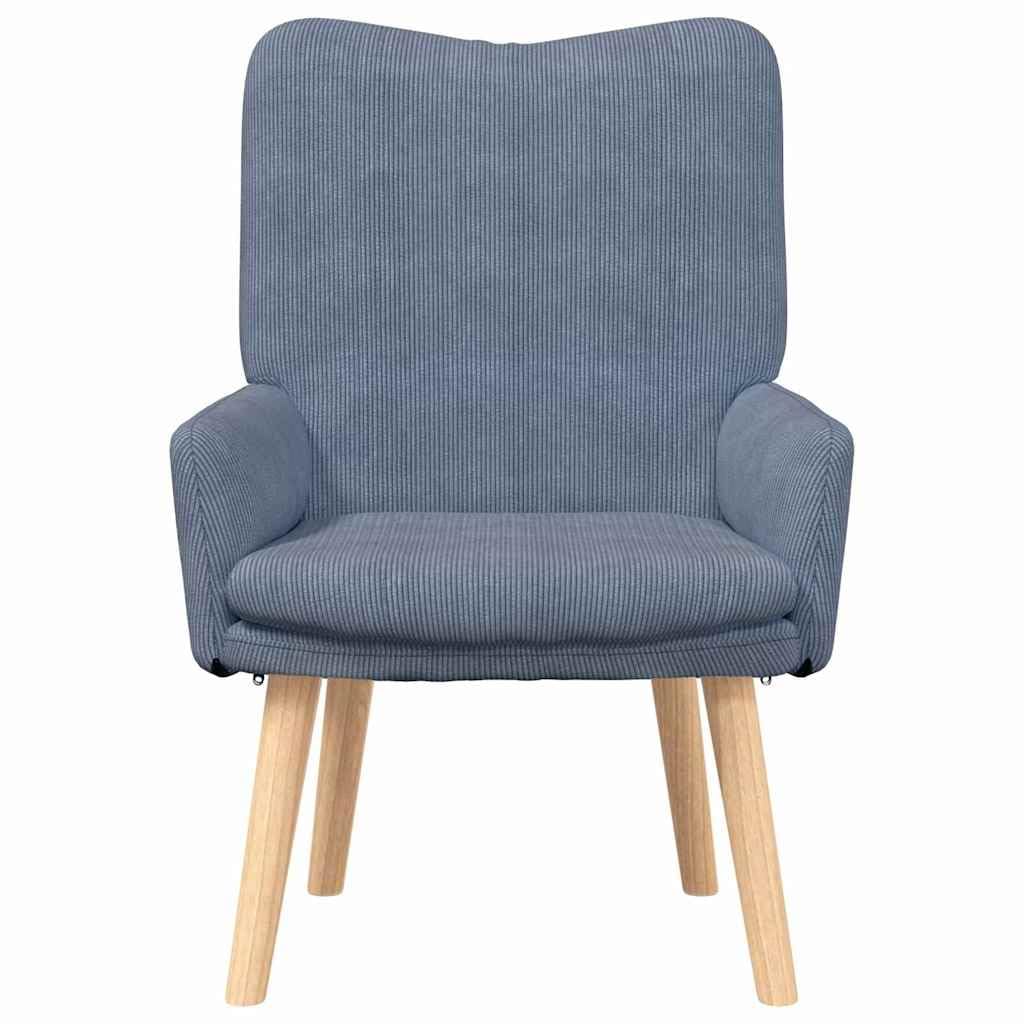 Poltrona Blu in Tessuto con Braccioli Imbottiti e Gambe in Legno Massello 63 x 67 x 94 cm, Seduta Morbida e Calda per Soggiorno, Ufficio, Relax e Lettura