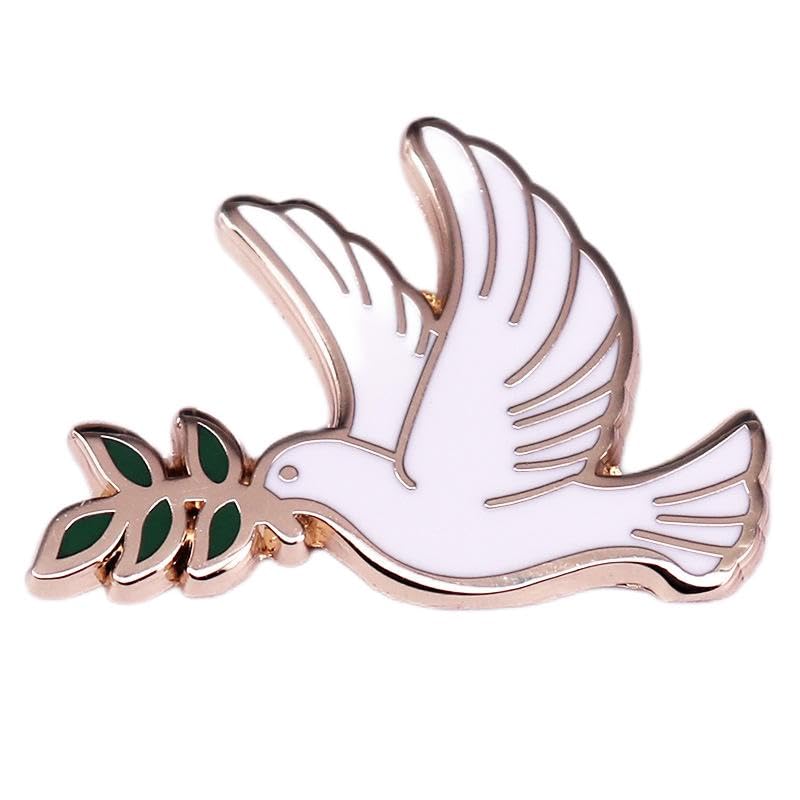 Image of Dove Of Peace Enamel Pin Pigeons carrying olive branches Badge Brooch For Backpacks
