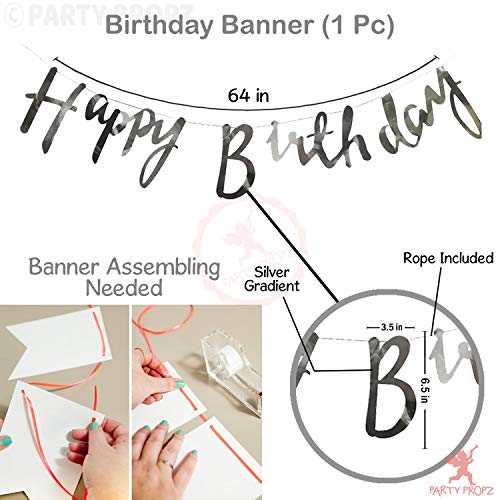 Image of Party Propz 17Pcs Blue And Silver Birthday Decoration Items | Birthday Balloons For Decorations | Happy Birthday Banner(Cardstock)| Foil Curtain for Birthday Decoration