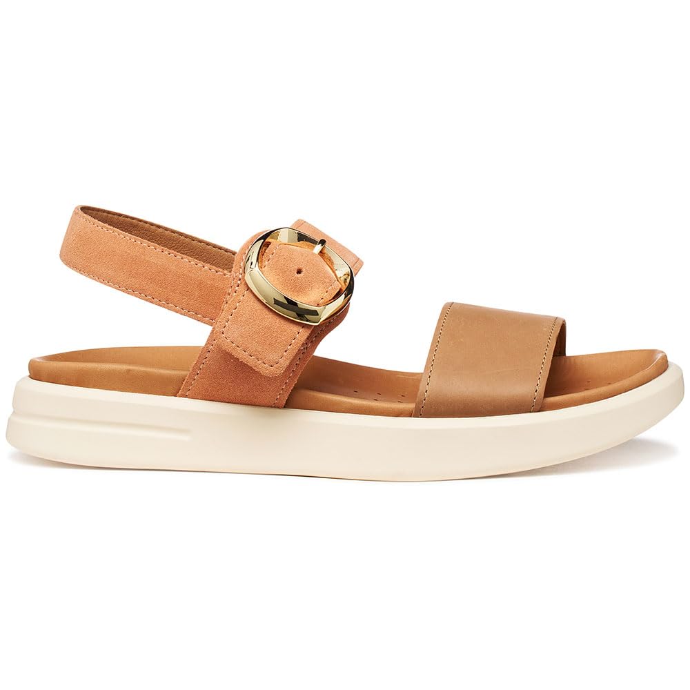 Geox Women's D XAND 2S A Wedge Sandal, Peach/Beige, 40 EU