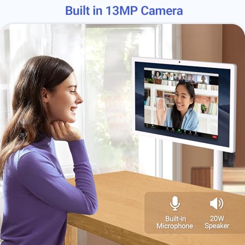 Image of 22-Inch Portable TV on Wheels, 1080p Portable Touch Screen Monitor, EDLA-Certified, Smart Rolling TV Built-in 13MP Camera, Built-in Battery Operated TV | Android 15 | 6+128G